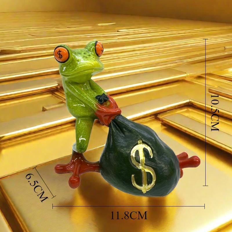 Nordic Frog Figurine Money Bag Creative Tabletop Figurines Miniature Art Funny Ornament Home Desk Decorations Holiday Gift зелёный