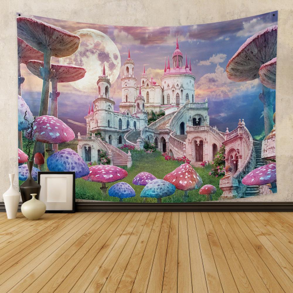 Fairy Tale Forest Tapestry Wall Hanging Fantasy Magic Mushroom Aesthetic For Kids Girls Bedroom Living Room Dorm Party Decor