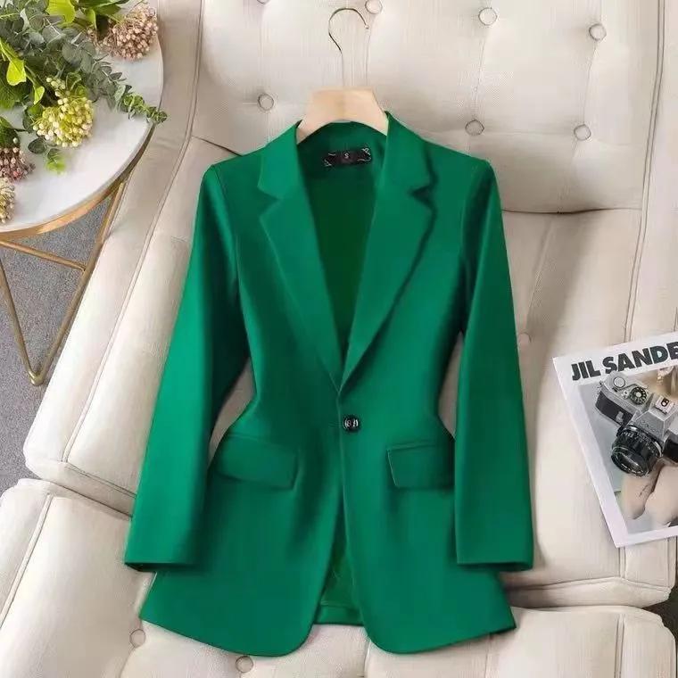 Women Long Sleeve Single Button Straight Jacket Formal Blazer Female Office Ladies Work Wear Tops
