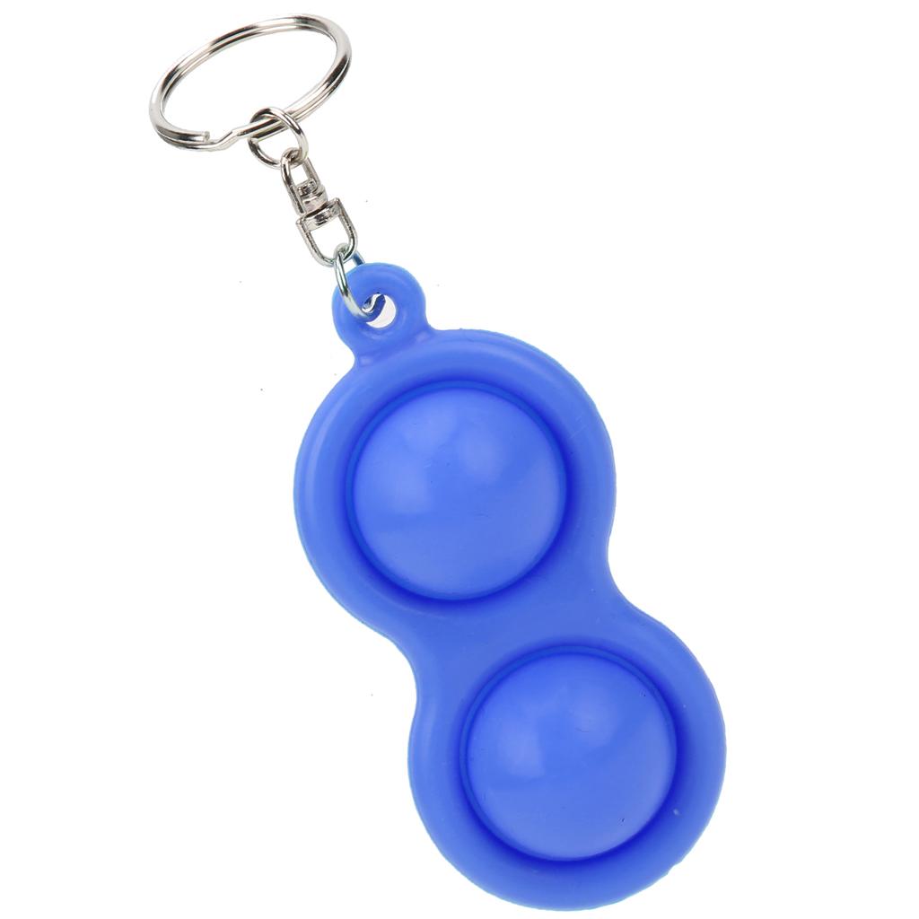Stress Relief Keychain Push Bubble Key Ring Hand Sensory Puzzle Toy Silicone for Students Adults ChildrenBlue