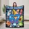 Popular 67 Brainrot Italian Meme Funny Blanket Warm Soft Flannel Throw For Sofa Office Travel Men Women Multi Sizes
