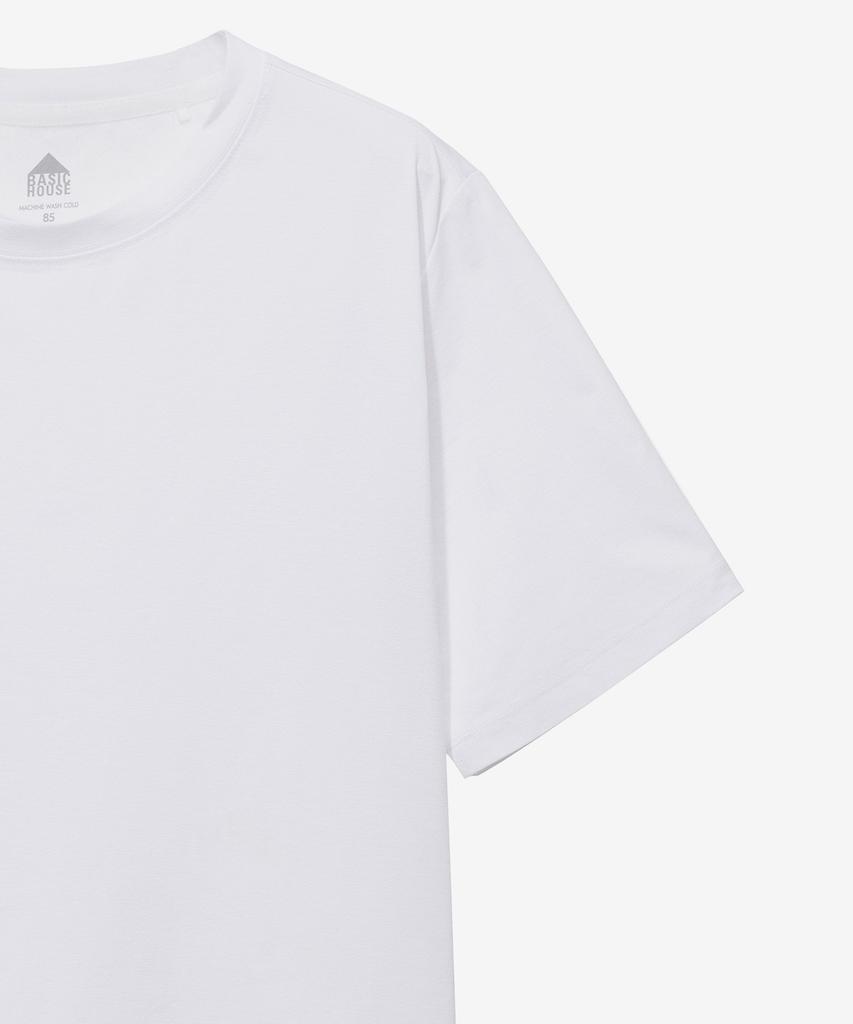 BASIC HOUSE Women'S Cool Sorona Semi-Overfit Round Neck Short Sleeve T-Shirt White Lzts3202