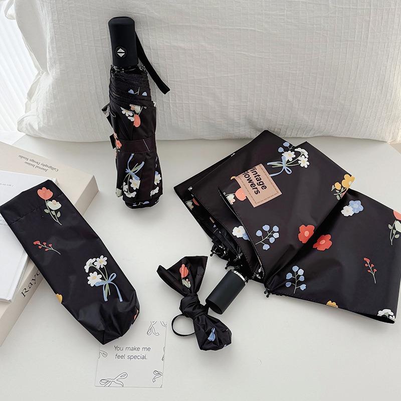 Oil Painting Flower Umbrella Women's Wind and Rain Dual-purpose Small Fresh Sun Protection UV Protection Automatic Folding Sun Umbrella