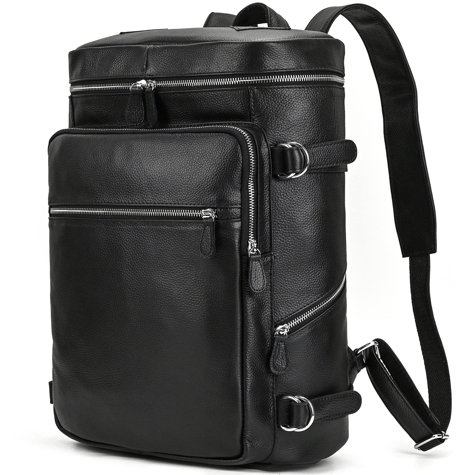 

Luufan Men s Genuine Leather Backpack, A4 Size, Large Capacity, Fits 15.6-inch Laptops, Box-Shaped, Waterproof, Perfect for Commuting and School