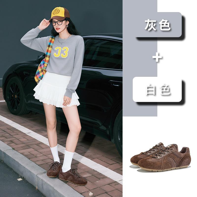 Wulacao Pigskin Insole First Layer Cowhide Women's Autumn New Flat-bottomed Sports Women's Shoes