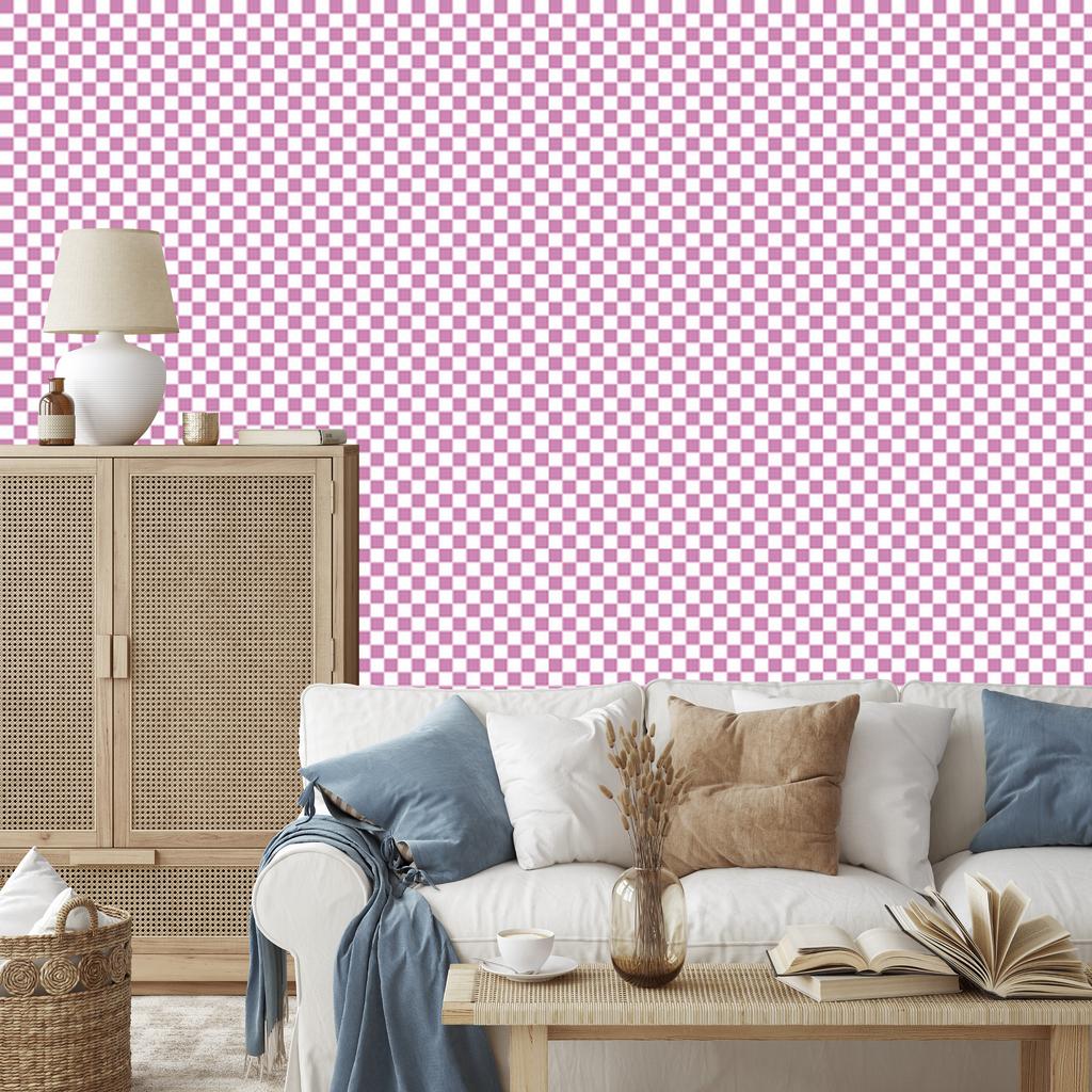 Checkerboard Wallpaper Powder Pink, Powder Pink Center 50x1000