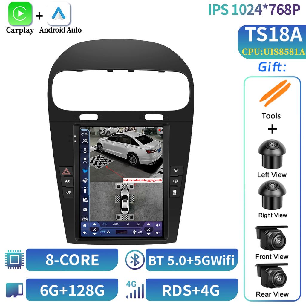 9.7" Car Radio Multimedia Carplay Video GPS For Dodge Journey Fiat Freemont 2012-2014 Android 14 Stereo Navigation Player Screen