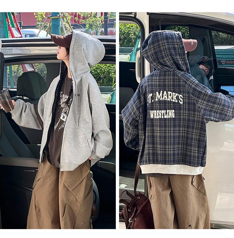 Girls' Reversible Jacket: Spring & Autumn 2025 Hooded Sweatshirt for Medium & Large Children