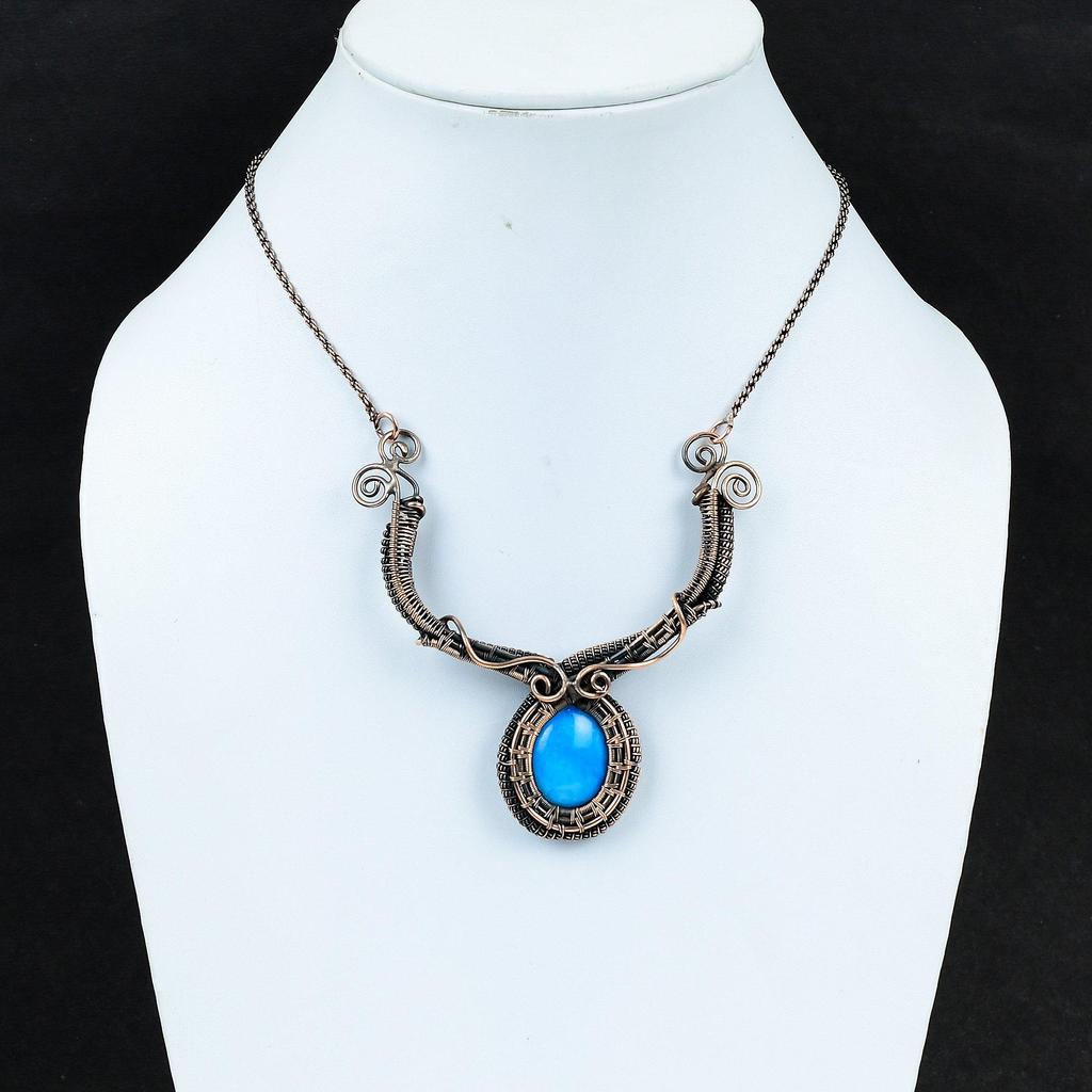 Smithsonite Necklace Copper Wire Wrapped Necklace Handmade Copper Jewelry Original Gemstone Necklace Gifts For Friend Wire Wrapped Jewelry