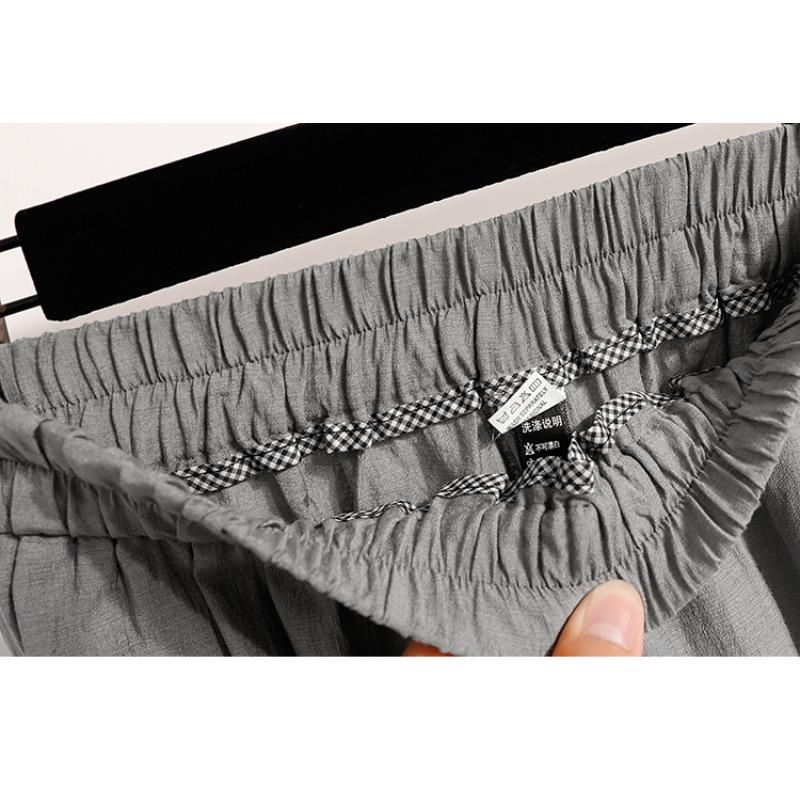 DIMANAF 2026 Übergröße Sommer Lange Hosen Damen Elastische Taille Hosen Locker Lässig Übergroß Unterteile Hosen Grau 5XL
