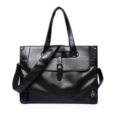 Male Bag PU Leather Briefcase Business Handbag Travel Messenger Bags Boys Vintage Shoulder Bag Large Capacity Coffee