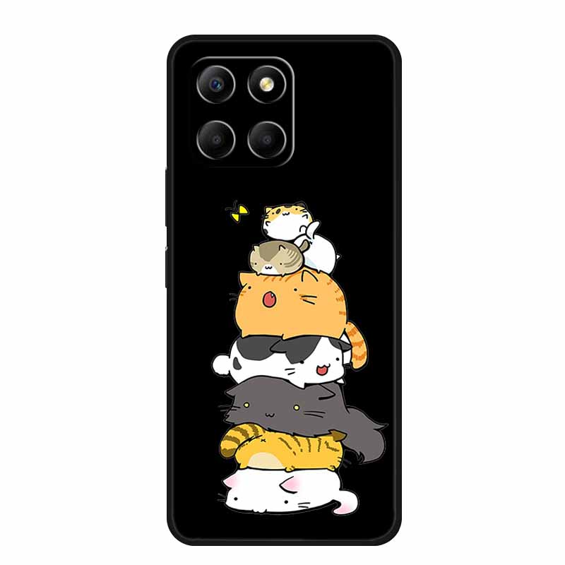 Cartoon Case For Honor X7c X8c X8b X5b Plus Play 9A X6b X6c Phone Case X 8 7 6 C Coque Cute Cat Black Silicone Soft Back Cover