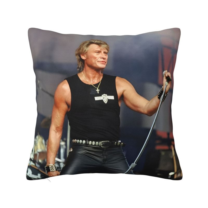 French Rock Music Johnny Hallyday Cushion Cover Polyester Throw Pillow Case Living Room Decoration Bedding Sofa Pillowcase