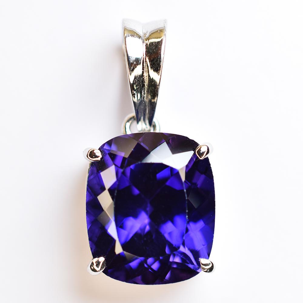 Purple Sapphire Pendant 925 Sterling Silver 25.15 ct Gemstone September Birthday Birthstone