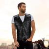 Men's Classic Brown Sheepskin Leather Motorcycle Vest - Plain, Sleeveless Riding Jacket
