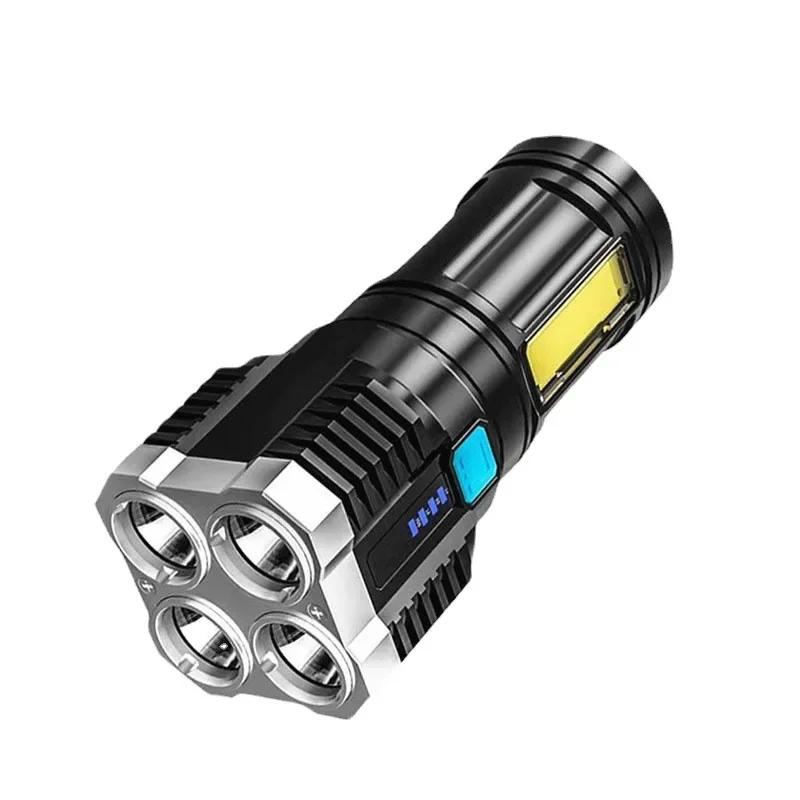 Powerful Flashlight with charging,Super Bright USB Rechargeable 4 LED Handheld Lantern Camping Portable Torch Light For Emergency Power Failure