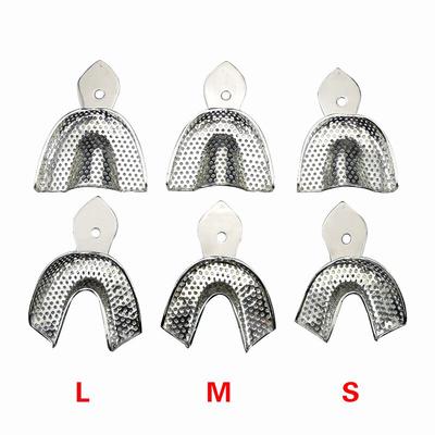 1 Set Dental Lab Equipment Upper Lower Stainless Steel Impression Trays Autoclavable Teeth Tray Teeth Holder Dentist Tools L M S