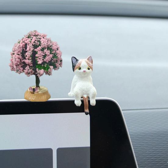 Dekorace na palubní desku auta Kočka Mini figurky spící koťátka na čelní sklo a konzoli Roztomilé PVC ozdoby Bezpečný rozkošný doplněk do interiéru auta