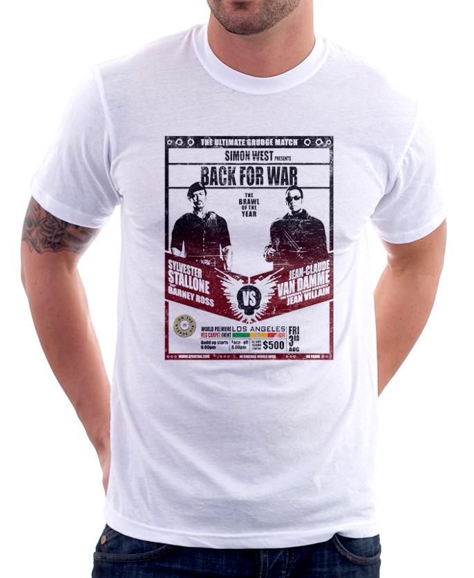 

Stalone Sly vs Van Damme back for war funny poster white t-shirt 9841 5XL різнокольоровий