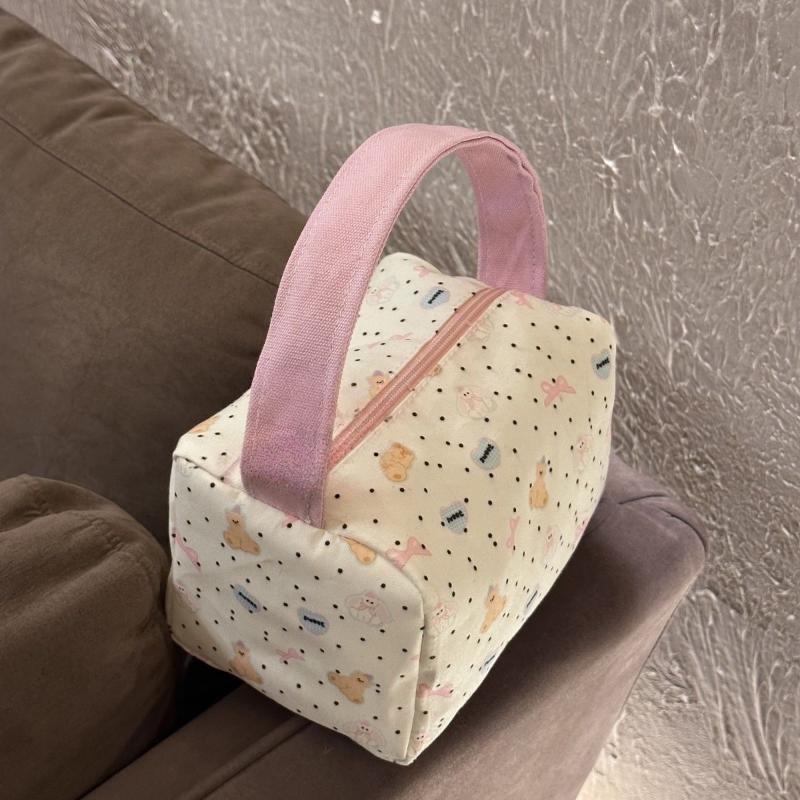 Bear Tote Bag Large Capacity Makeup Organizer Women Canvas Cosmetic Bag for School Work Travel