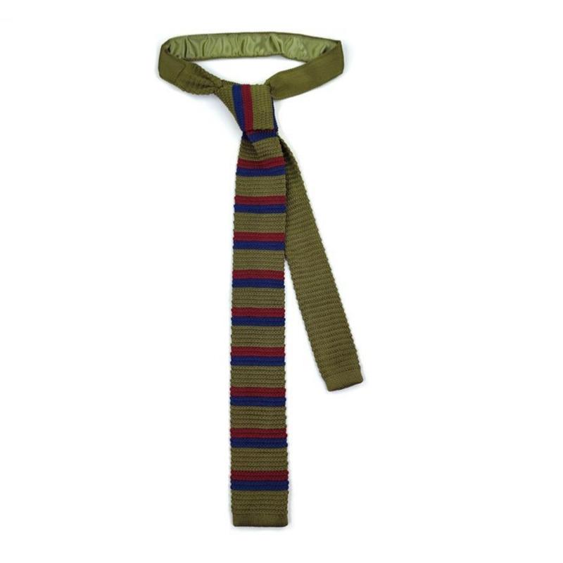 Teens Knit Necktie Women British Style Striped Necktie Uniform Self Tie Necktie