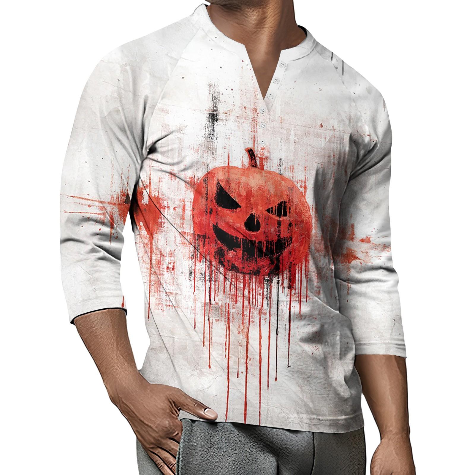 

Мужской контрастный топ реглан на пуговицах с рукавом 3/4 M белый