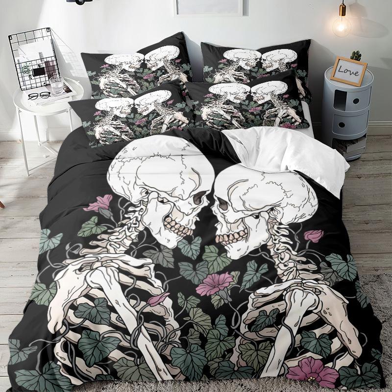 Schädel Serie 3D Digitaldruck Dreiteiliges Bettwäsche-Set Bettlaken Bettbezug