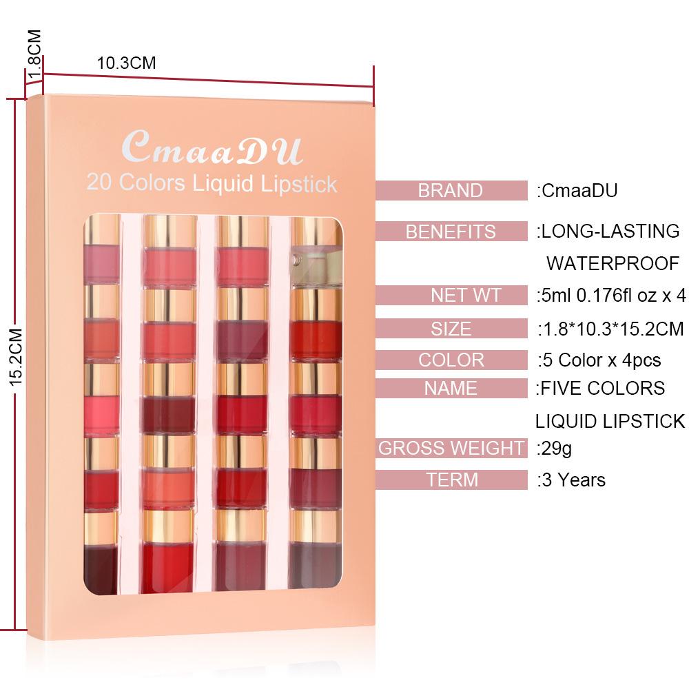 CmaaDu 20 Color Waterproof Long -lasting Lip Gloss Boxes Are Not Packed with Color, Not Dipped Cups