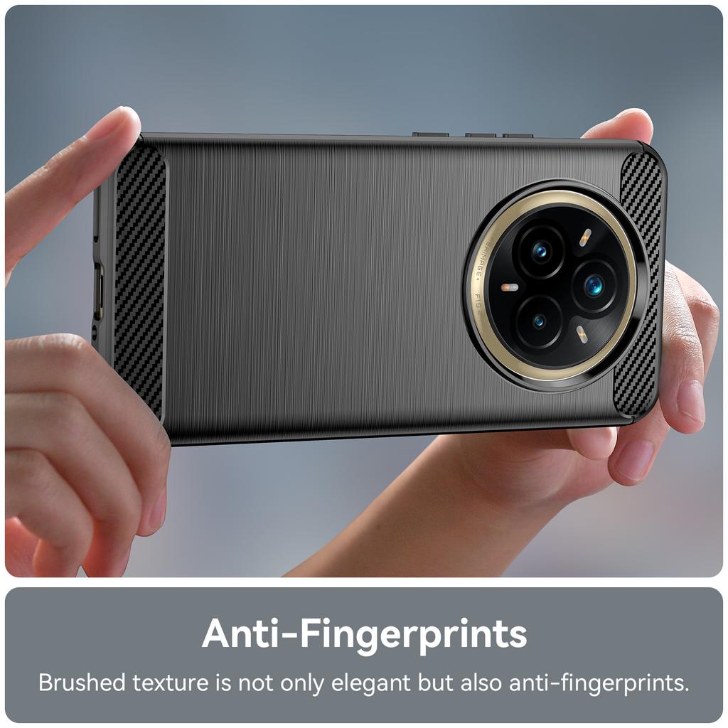 For Realme 14 Pro+ 5G Case Protective Phone Cover Carbon Fiber Texture Brushed