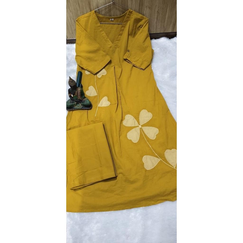 Indian Women Top Tunic Kurta Pant Cord Set Party Wear Bollywood Cotton Kurti VF-20194