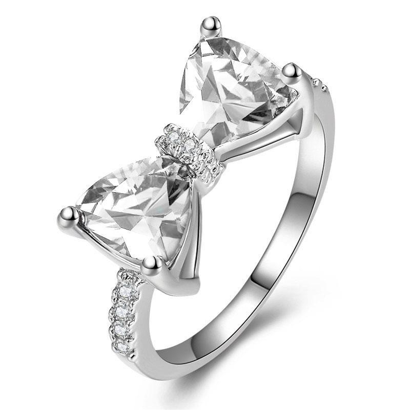 2025 Luxury Female Rings 925 Sterling Silver Bowknot Zircon Finger Rings for Women Y2K Sparkling Pink Bow Rhinestone Jewelry Gifts