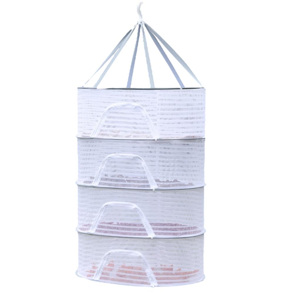4 Layer Fish Hanging Basket with Zips Bra Drying Clothes Net Removable Anti-Fly Windproof Hook for Flowers Buds Plants Organizer