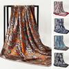 Damen Kopfbedeckung Vintage Retro Quadratische Form Kontrastfarbe Faltbar Kopfschutz Weicher Stoff Paisley-Muster Sommer-Schal Damen Kopfbedeckung