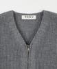 NODU Essential V-Neck Knit Zip-Up Cardigan [Gray]