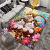 Playful Floral Cat Pattern Rug, Non-Slip Decorative Floor Mat for Bedrooms, Living Rooms, and Children's Play Areas
