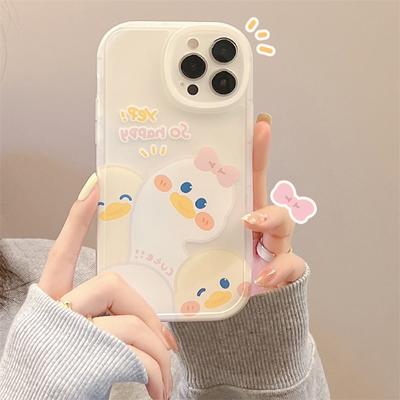 For Iphone 13 12 Mini 11 Pro Max Xr X Xs Max Phone Case Super Cute Cartoon Big Eyes Duck English Soft Anti -Drop Phone Case 1072