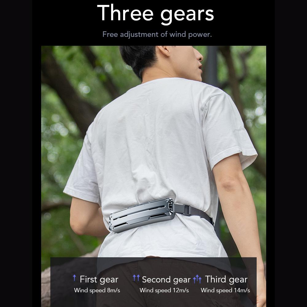2024 Protable Waist Hanger Fan Outdoor Sports Belt Clip Air Conditioner Cooling Rechargeable Fan Mini Waist Mounted Fan, 3 Modes