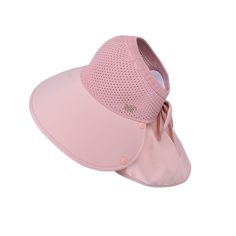 8487 summer big eaves sunscreen hat women's outdoor travel visor removable shawl neck empty top bucket hat