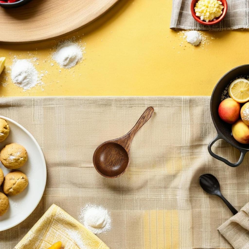Acacia Wood Measuring Spoon Kitchen Measuring Wooden Scoop Water Scoop Wooden Milk Tea Copper Cups 1/4 Cup Condiments Ice Cream Coffee