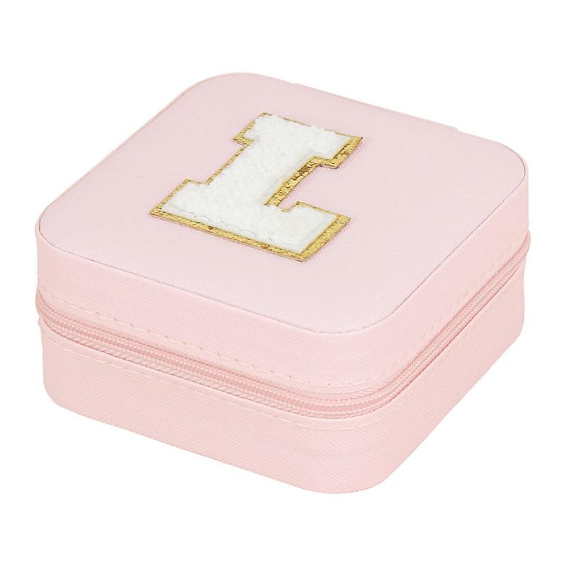 1PC Personalized Portable Jewelry Box for Women Girls Jewelry Case Small Jewelry Storage Pink Initial Letter