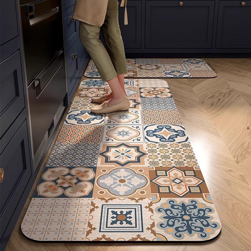 American Retro Kitchen Specific Mat Quick Drying and Easy To Maintain Diatomaceous Earth Floor Mat with Water Absorption Anti Slip Household Pads