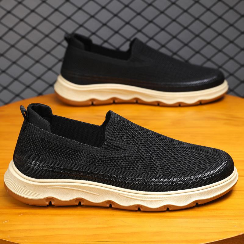 

Мужская обувь однопедальные вязаные повседневные туфли на мягкой подошве удобная обувь мужская обувь дышащая и легкая тканевая обувь 39 чёрный