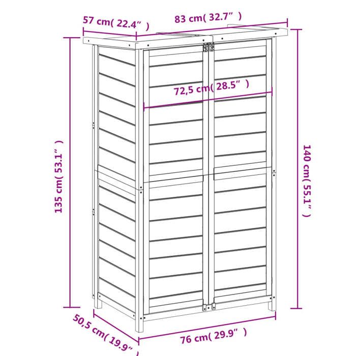 VidaXL Garden Tool Shed Brown 83x57x140 Cm Solid Pine Wood 172240
