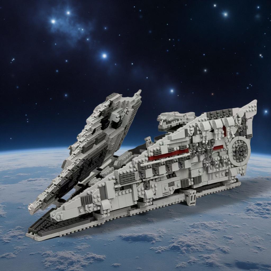 1029+/pcs sci-fi starship model, adult high difficulty building block set, collectible ornaments, high-end holiday gifts