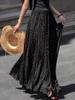 French Polka Dot High Waist Beach Dress - Black
