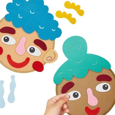 Fieltro Niños Bricolaje Pegatinas de Expresión Juguetes Pegatinas de Juguete para Jardín de Infancia Cambio de Rasgos Faciales Juguetes Educativos de Expresión Montessori