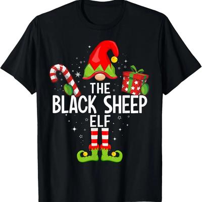 The Black Sheep Elf Family Christmas Pajama Xmas T-Shirt