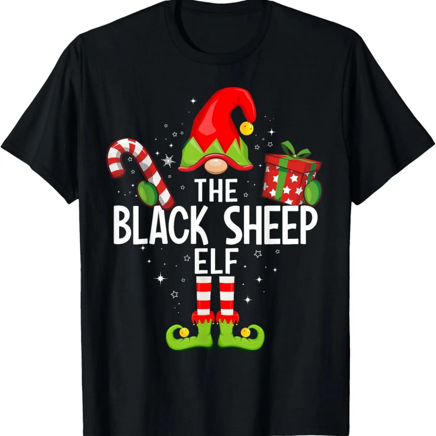 The Black Sheep Elf Family Christmas Pajama Xmas T-Shirt S