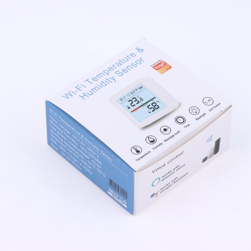 WLAN Temperatur-Feuchtigkeitssensor Heimvernetztes Thermometer mit Hintergrundbeleuchtung LCD Innen-Hygrometer Sprachsteuerung