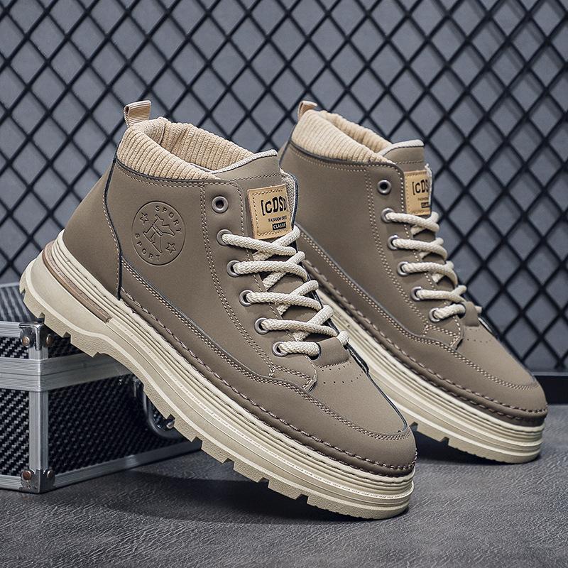 Autumn new outdoor casual comfortable men's shoes fashionable versatile high top boots minimalist men height-increasing shoes